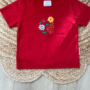 Vtg Healthtex floral embroidered "The fields are full of flowers. Spring is here